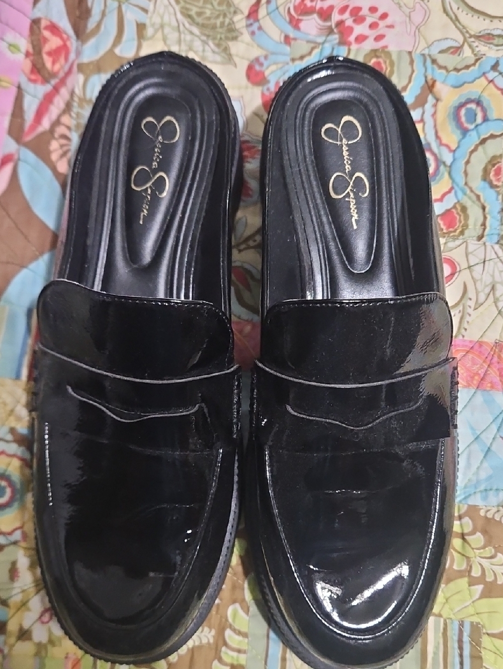 Jessica Simpson Black Patent Slip-On Women's Loafers‎